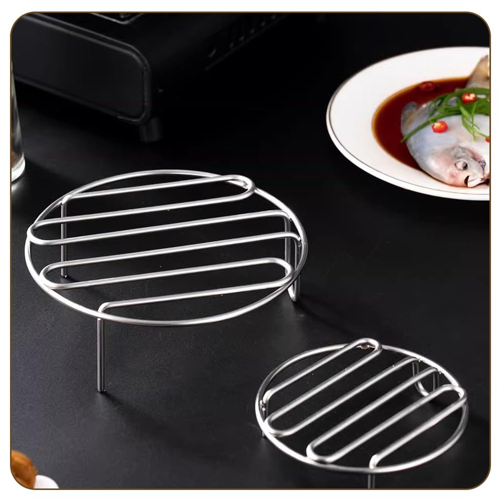 Grille de Refroidissement en Acier Inoxydable Rond 2 Pièces pour Cuisson et Rôtissage