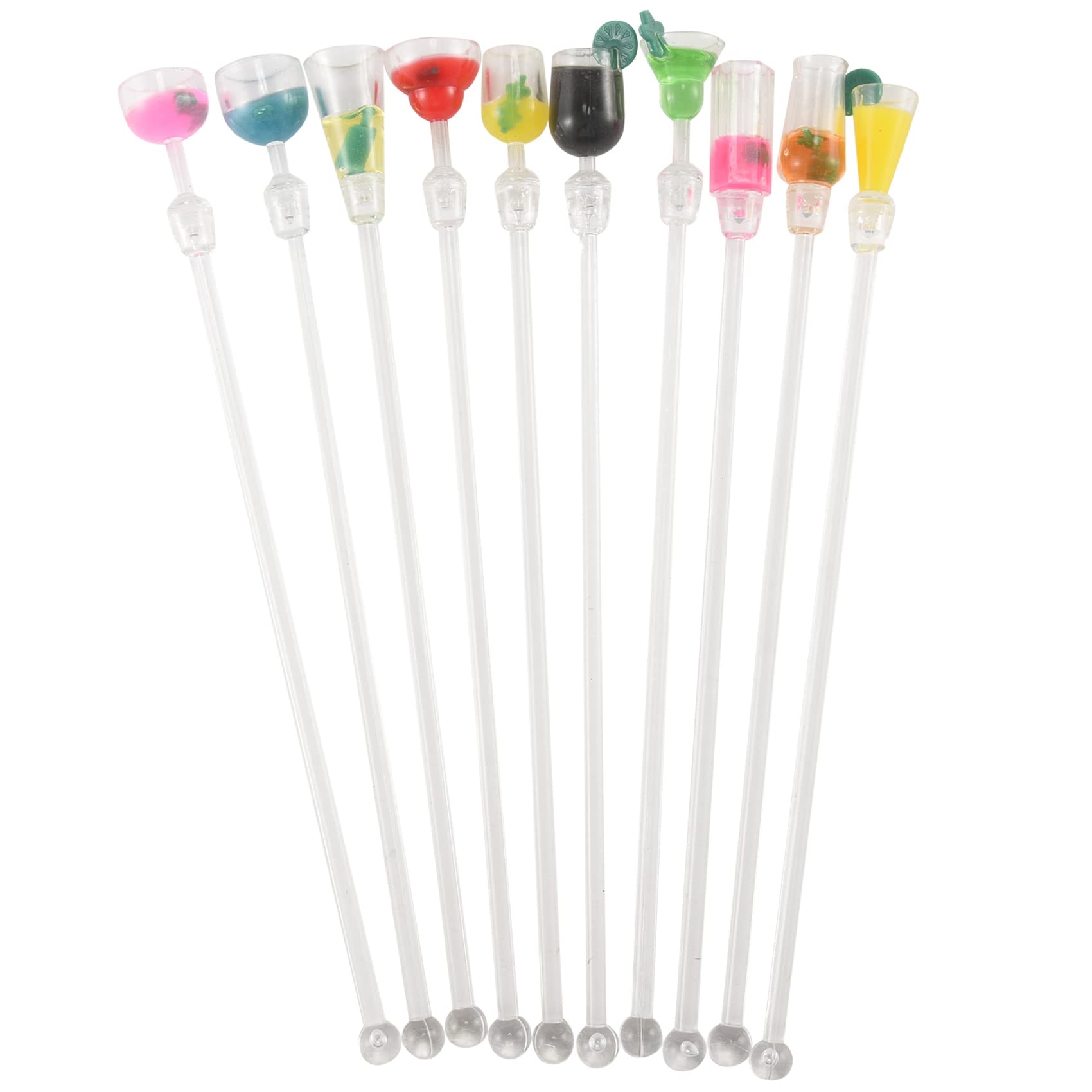 Ksrnsne 10Pcs Cocktail Stirrer Drink Mixing Stick Set Acrylic Cocktail Mixer Blender Bar Supplies Swizzle Stirrer