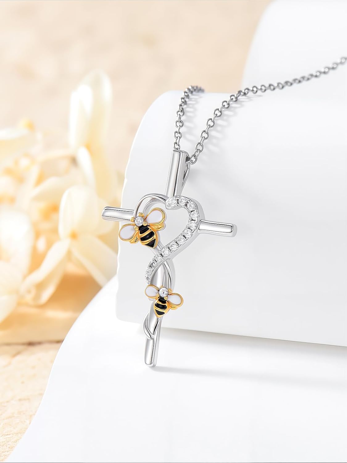 Cross Necklace for Women 925 Sterling Silver Cross Pendant Necklace Animal Jewelry Christmas Gifts for Women Mother Grandma - Image 3