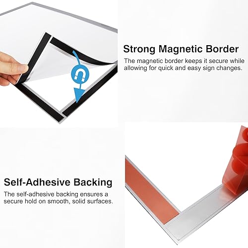 Miniatura 4 de Marco de 11 x 17 pulgadas para mostrar anuncios, carteles, póster, imagen, hecho de plástico PVC duradero y magnético fuerte, doble cara
