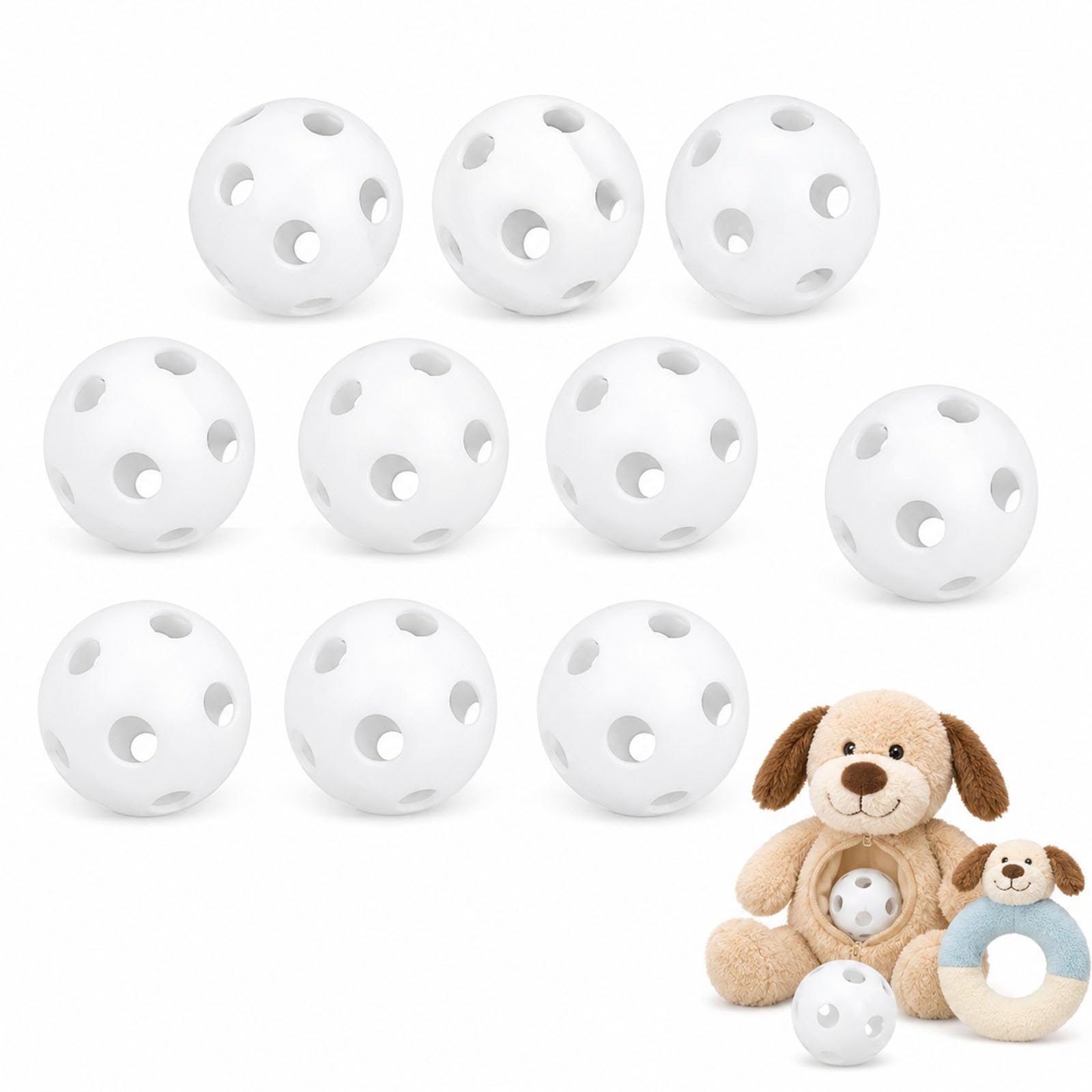 Mistillion 10 Pcs 2.5cm White Plastic Rattle Inserts, Internal Noise Generator Cores for Craft Production, Assembly & General Repair Components