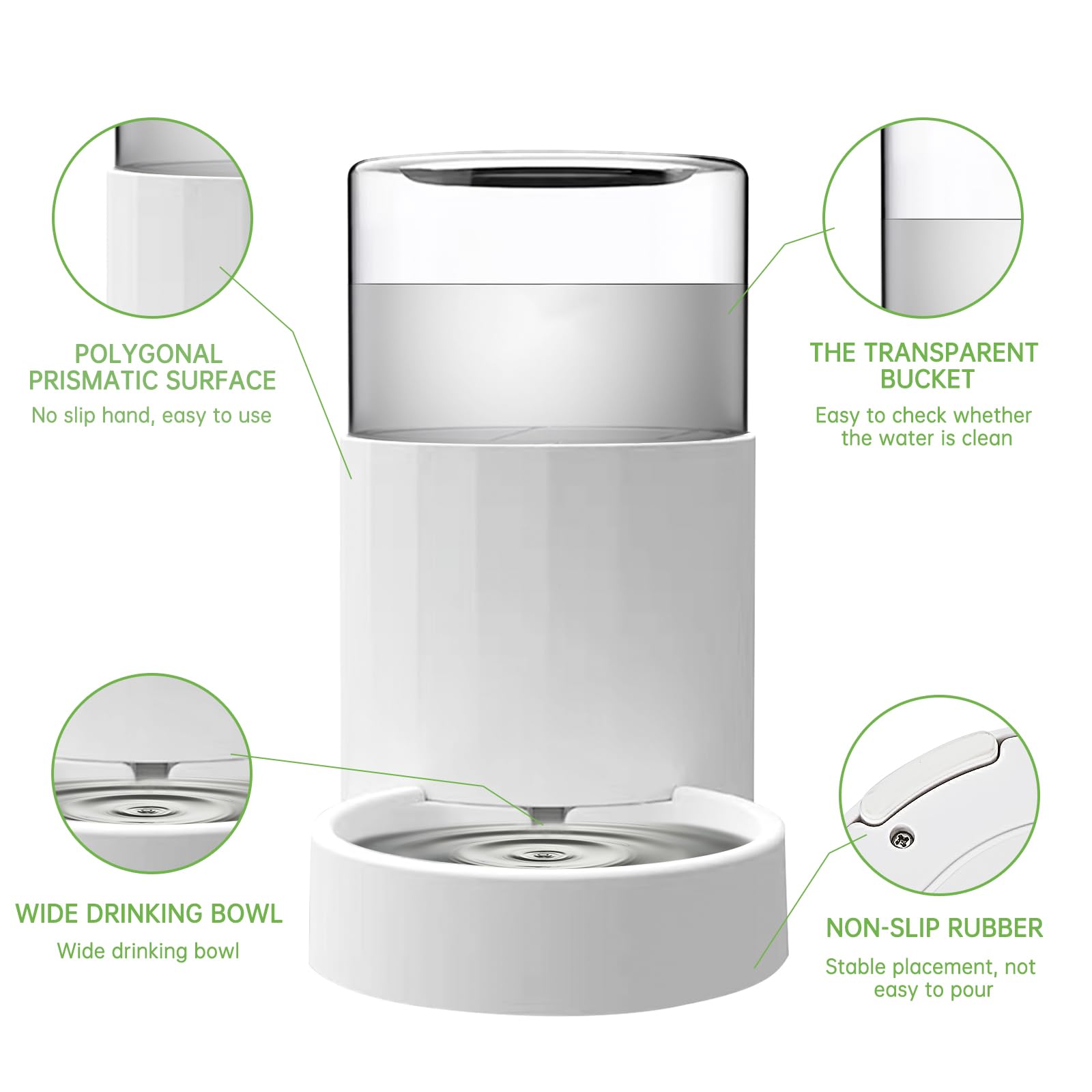 RIZZARI Automatic Pet Waterer, Gravity Water Dispenser, 100% BPA-Free, Large Capacity Water Feeder for Cats and Small and Medium-Sized Dogs (3L,Without Filter)