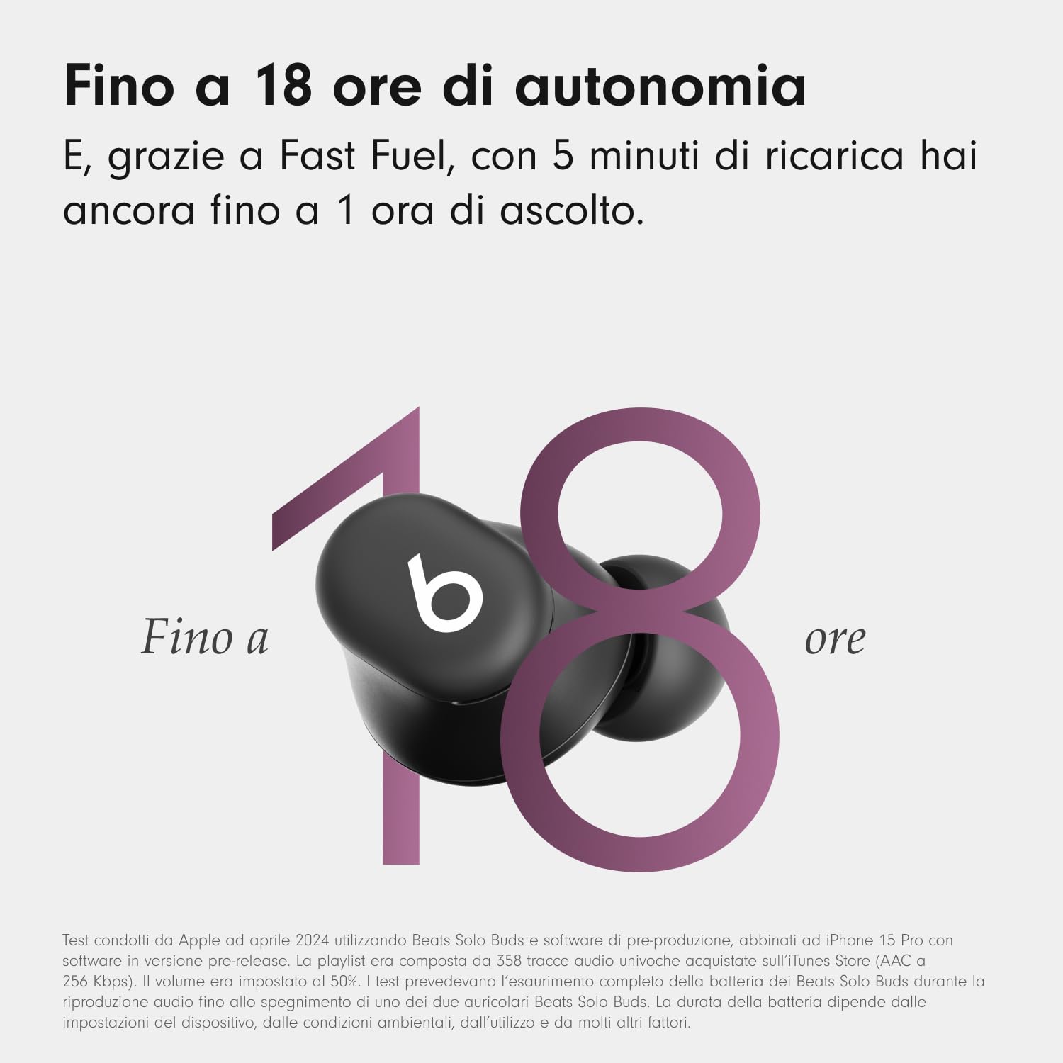 Beats Solo Buds — Auricolari Bluetooth Wireless | 18 ore di autonomia | Compatibilità Apple e Android | Microfono integrato - Nero opaco