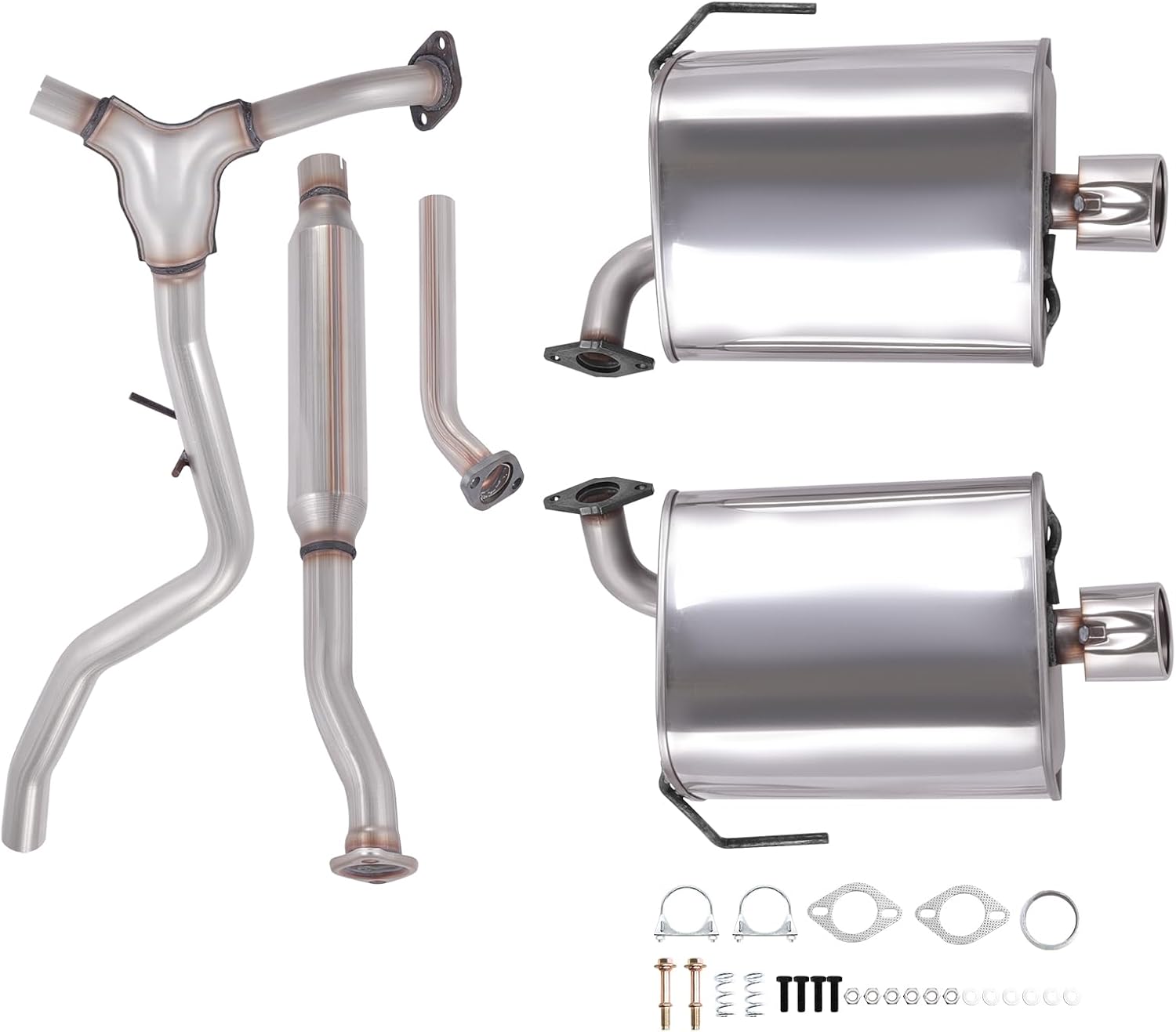 Exhaust Resonator Muffler Pipe System Replacement kit 2009-2013 Forester & 2008-2011 Impreza 2.5L H4 engine, OE: 603133/304116/602102/602103
