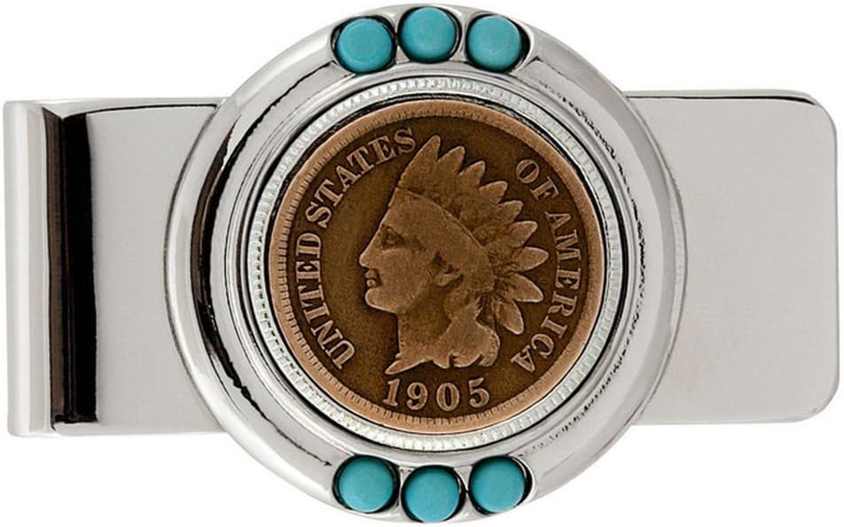 Indian Head Penny Turquoise Money Clip