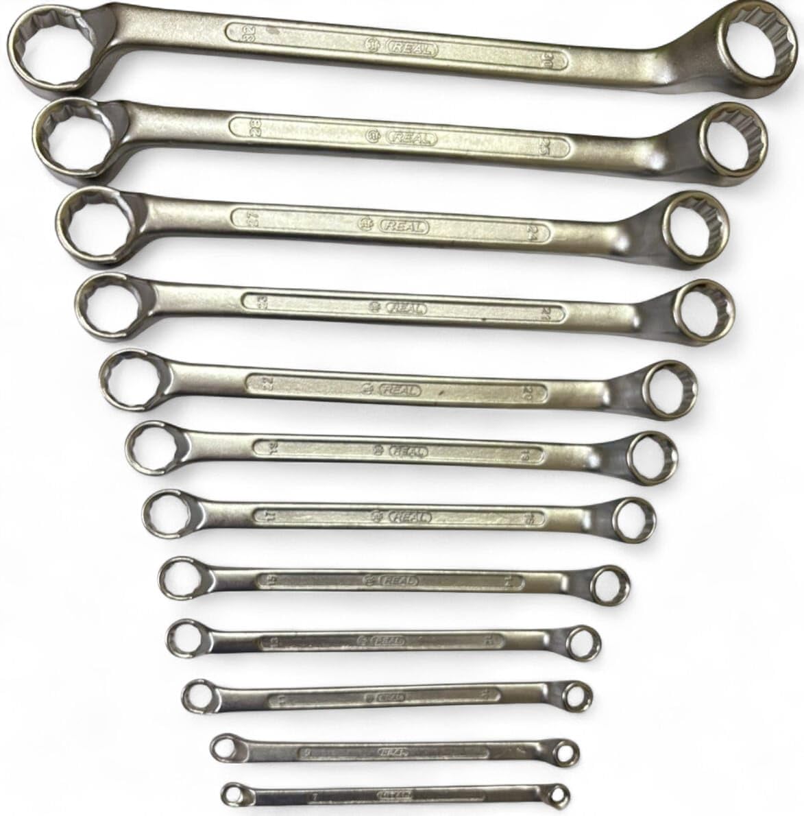 REAL stf 12-Piece Chrome Vanadium Steel Ring Spanner Set β Anti-Slip Grip, Maxi-Drive System & Rust-Resistant Finish (RD-12 Pcs Set)