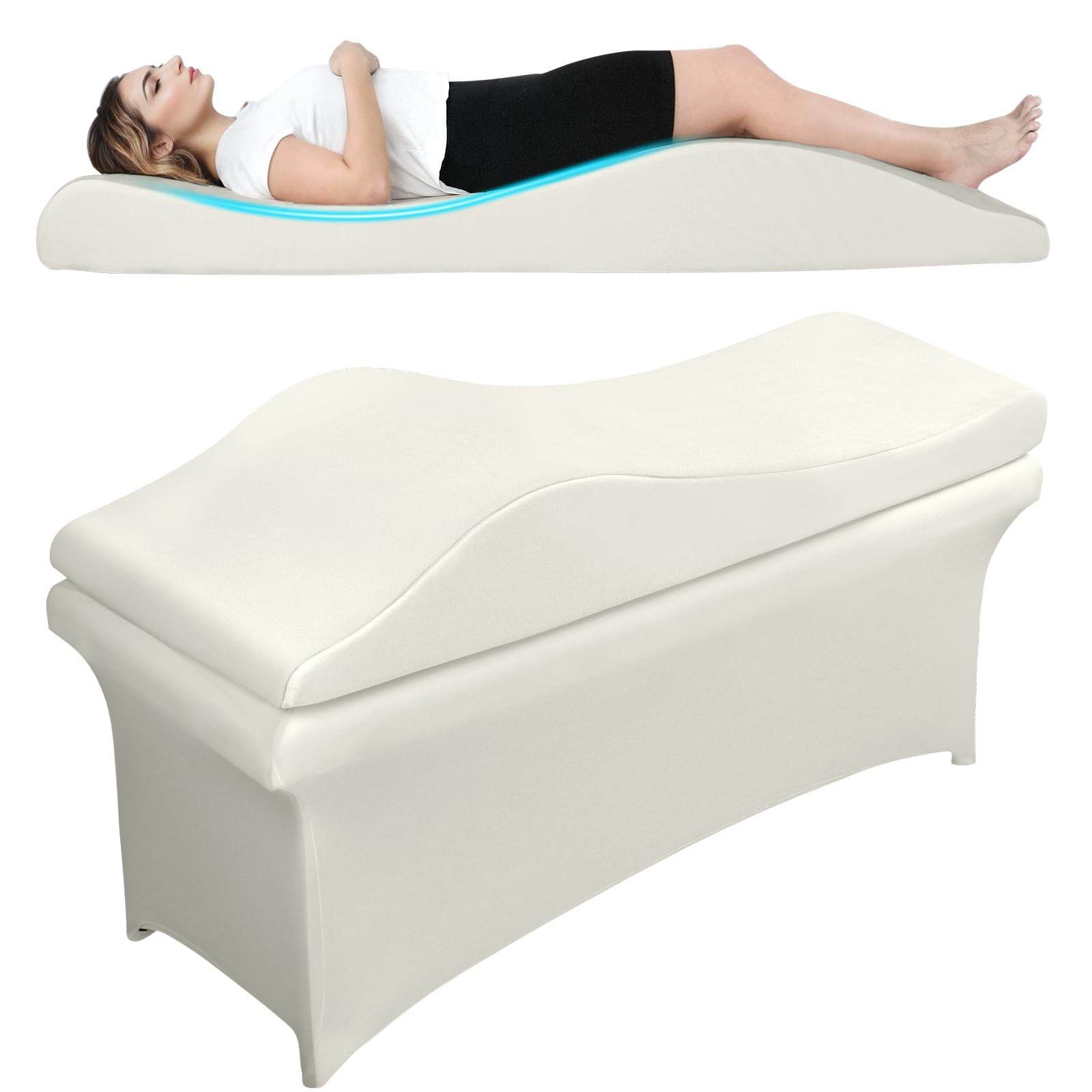 LukyHonie Ergonomic Lash Bed Topper Massage Table Pad 30D Foam Esthetician Beds Mattress Toppers for Lash Tech Facial