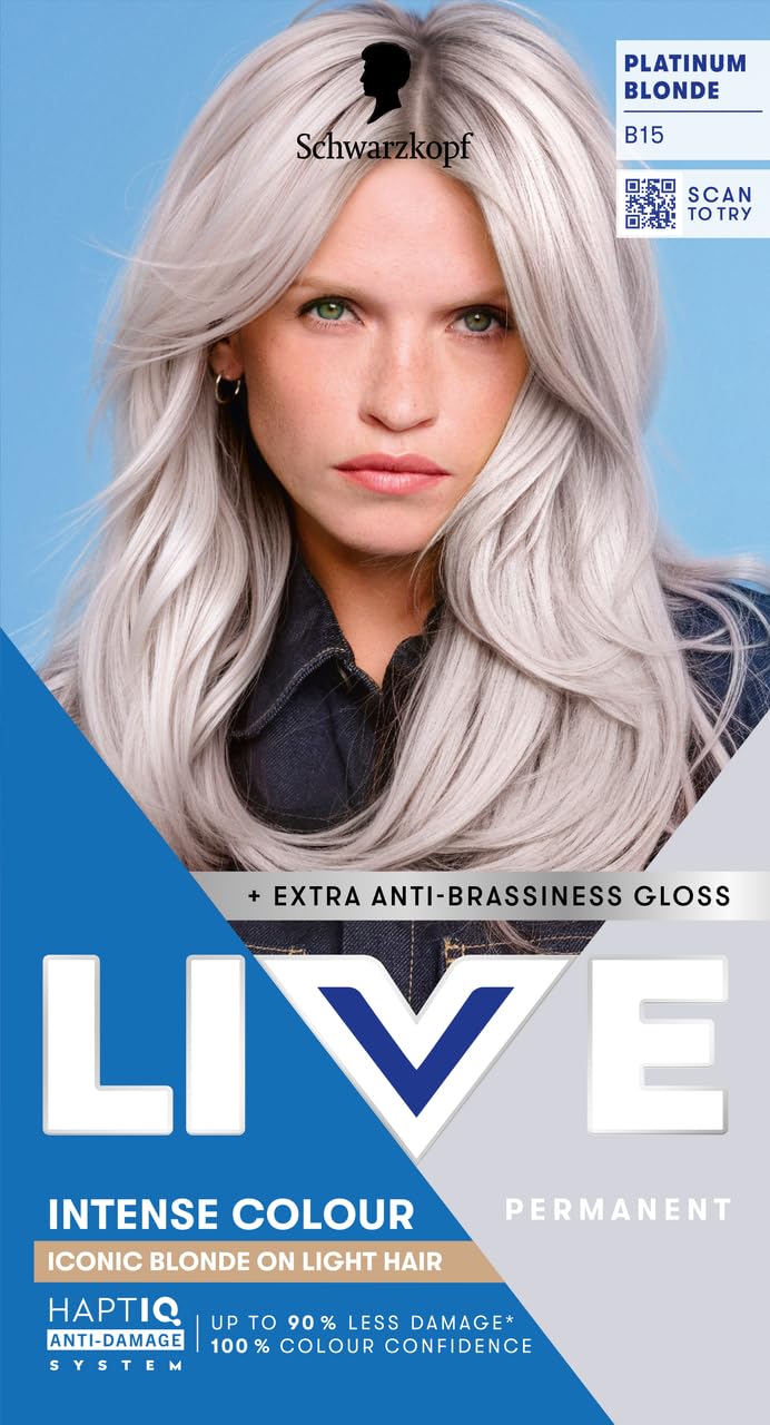 Schwarzkopf LIVE Intense Colour Hair Dye, B15 Platinum Blonde