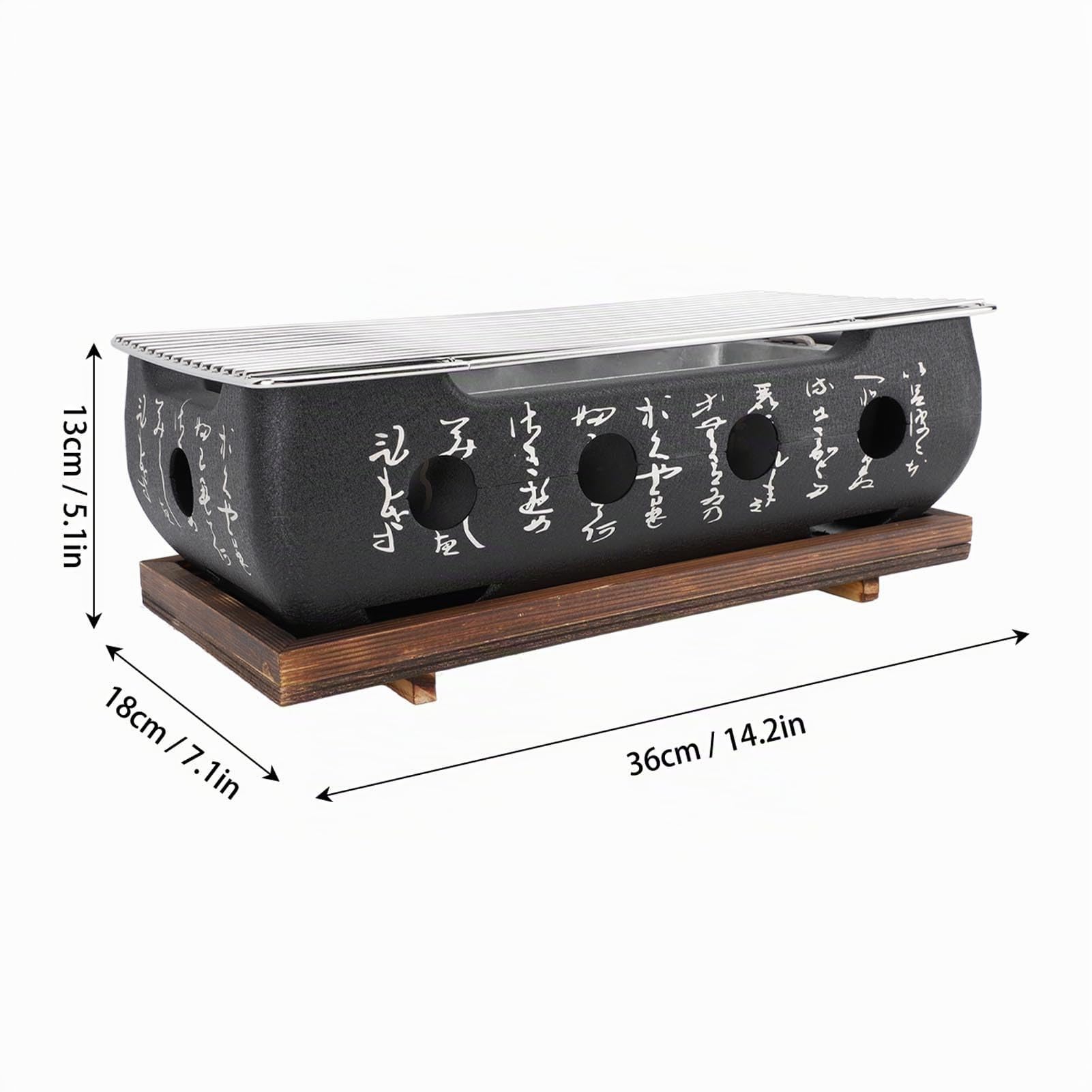 Yosoo Health Gear Parrilla de Barbacoa Japonesa Portátil, Estufa de Carbón de Aleación de Aluminio con Malla de Alambre para Barbacoa en Casa de Camping Yakitori (XL)