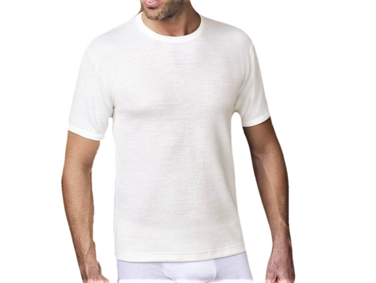 Nottingham Confezione 2 Pezzi Canottiera Mezza Manica Girocollo Uomo - CALIBRATO Lana- Colore Bianco - Comfort Taglie Forti