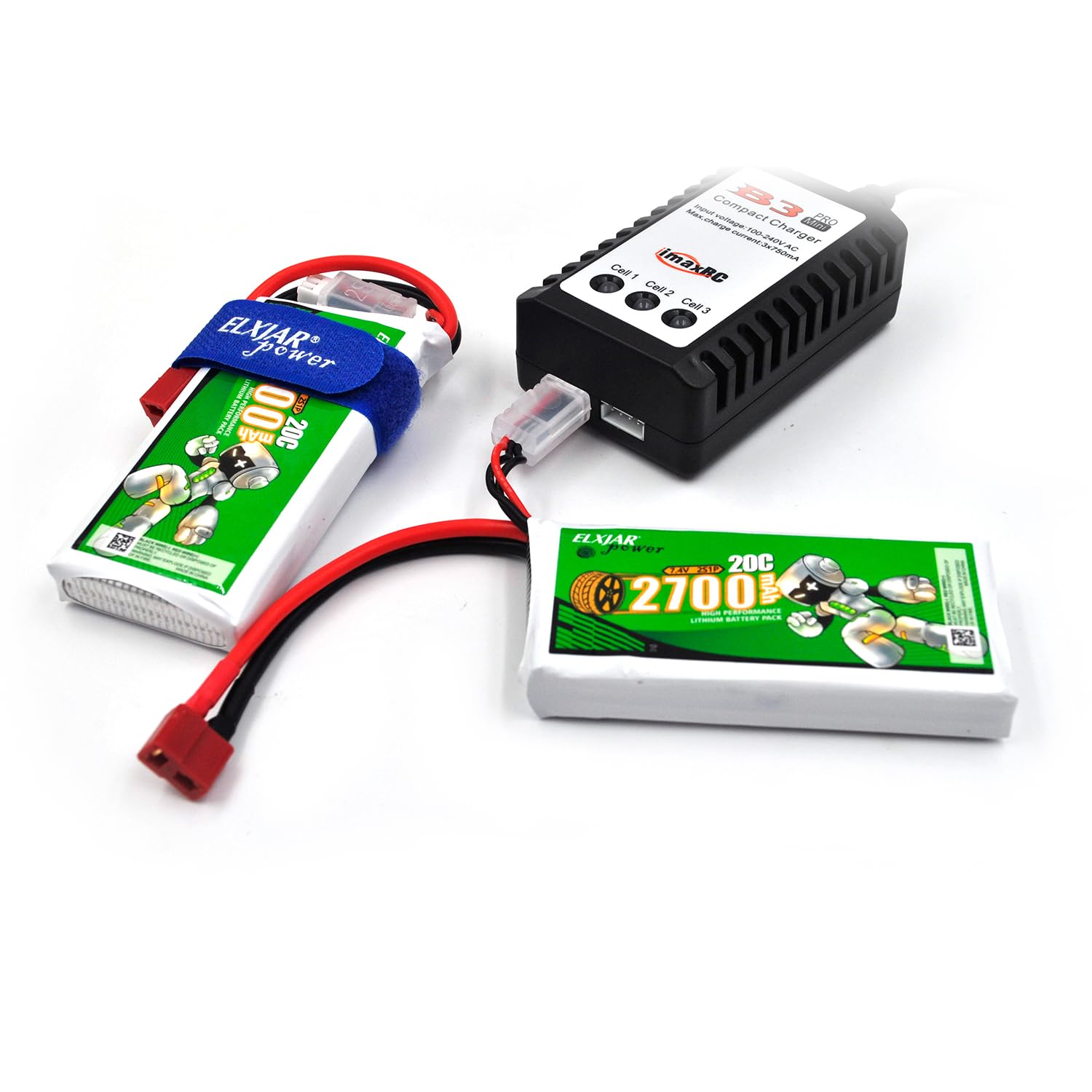 2PCS 7.4V 3000mah 15C 2S Batterie Lithium-ION Prise SM-2P et 1PCS Chargeur 2 en 1 pour H105 H103 H101 Télécommandé MN D99 D99s D90 D91 Véhicule RC Véhicule Batterie de véhicule