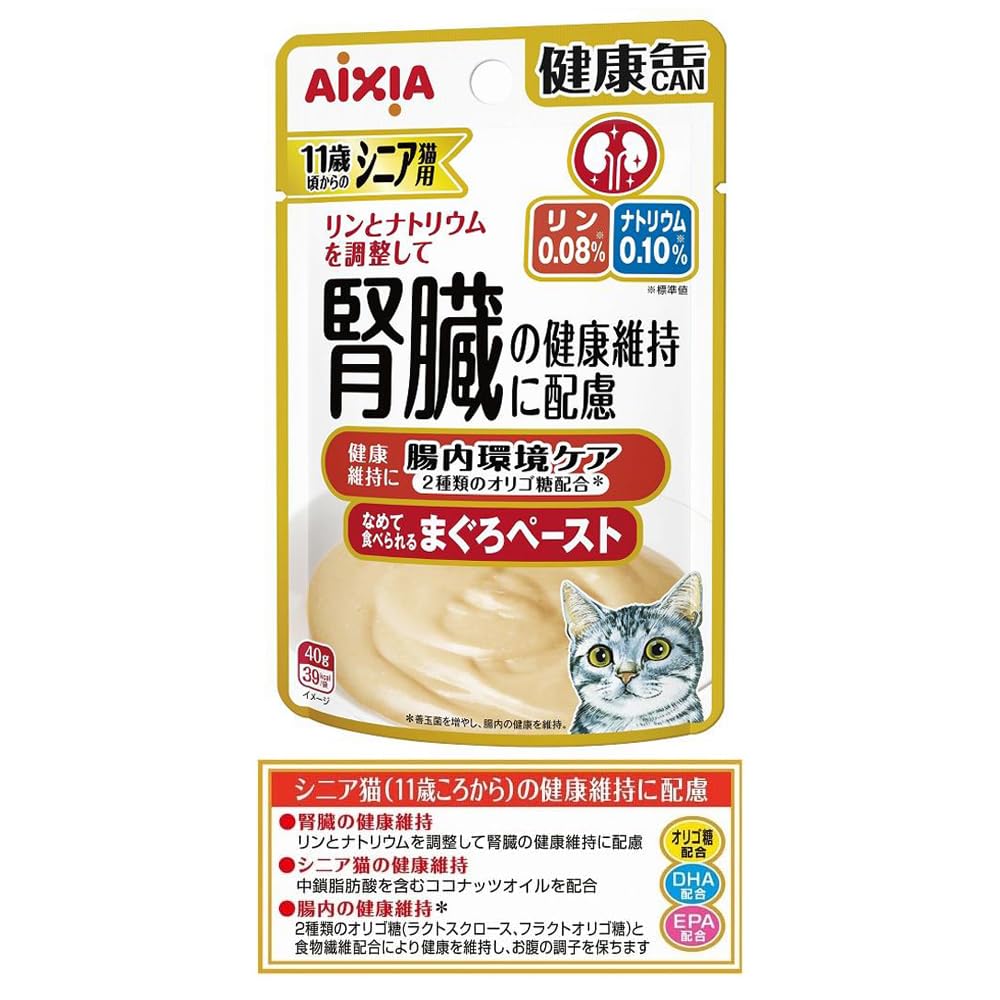 Amazon | アイシア 健康缶パウチ 11歳ころから シニア猫用 40g 5種類×3