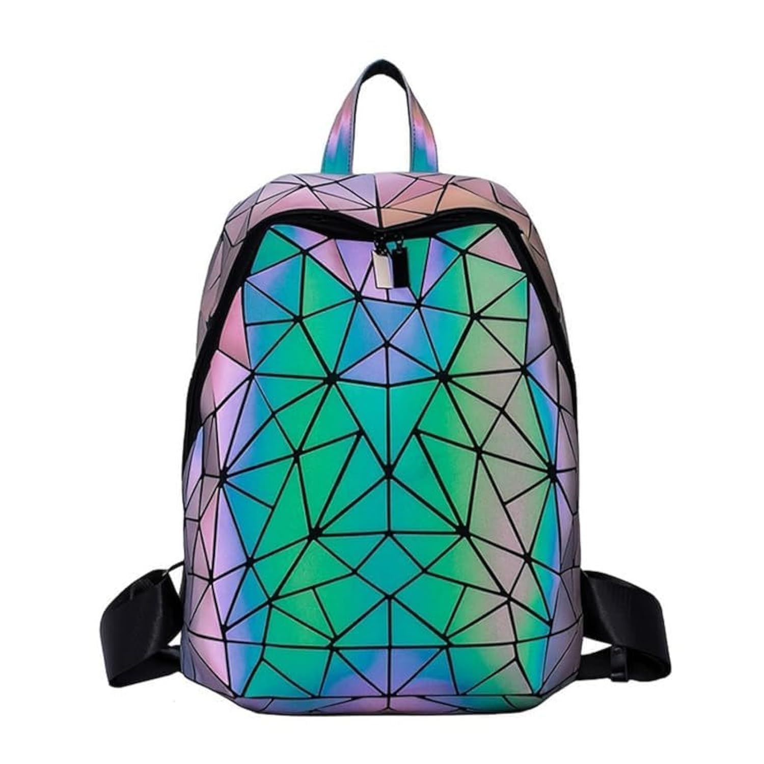 redhorns Geometric Holographic Luminous Backpack Bag For Girls, Ladies, Boys, Unisex Schoolbag Handbag Student Travel Bag Colour Changing Reflective Bag, 16X14.5X5 Inch-picture-31