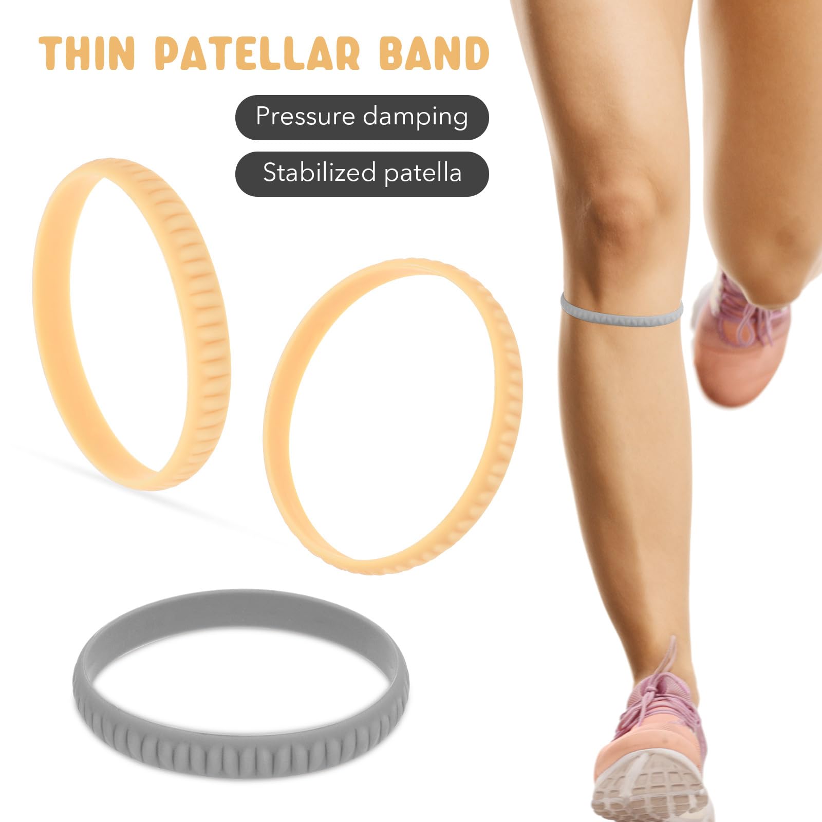 FOMIYES 4 Pcs Patella Knee Strap for Basketball, Running, Hiking - Silicone Knee Bands with Breathable Design, Comfortable Fit, Knee Support for Women and Men