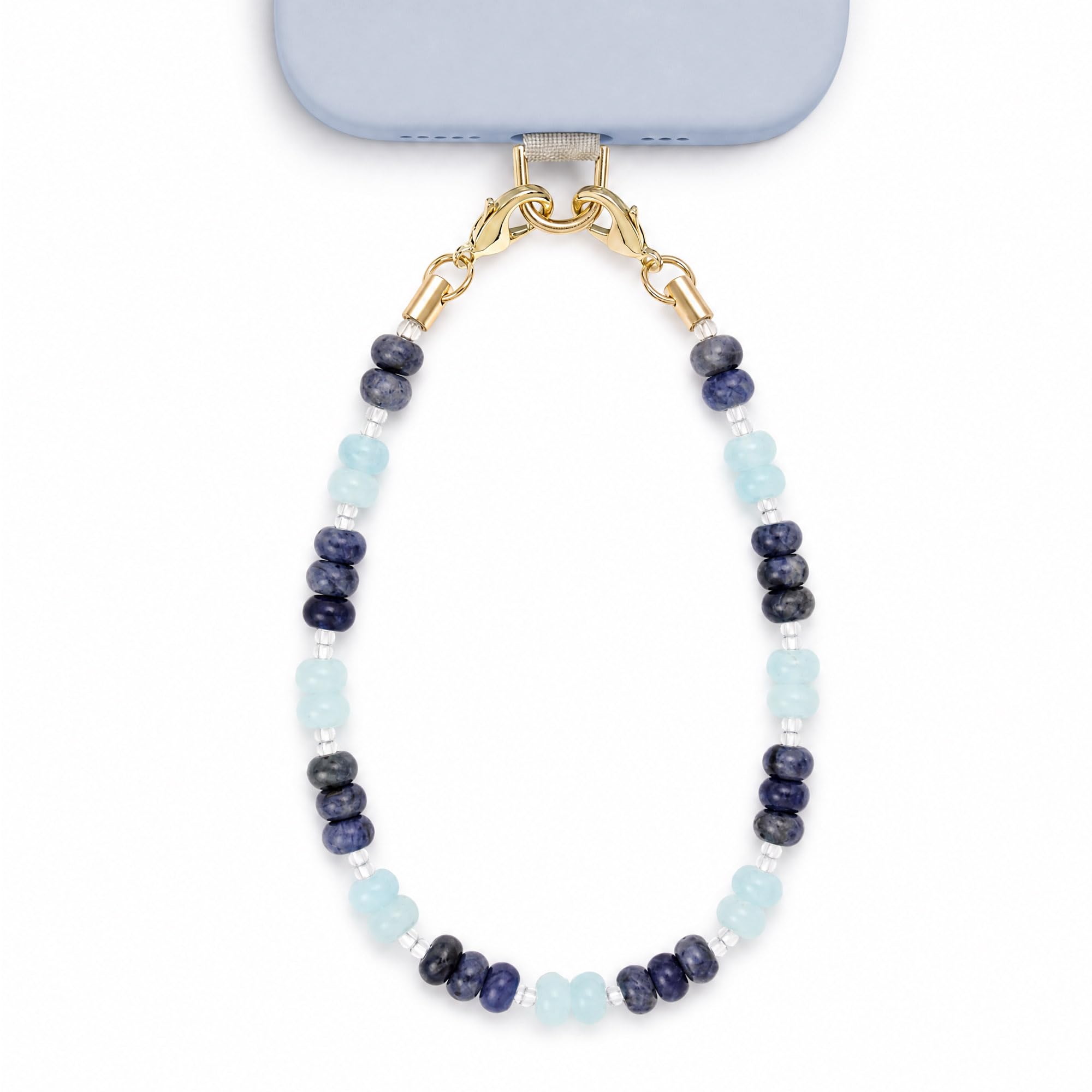POSADINA Natural Stone Phone Charm, Beaded Healing Phone Wrist Strap, Handmade Cellphone Chain Lanyard with Tether Tab