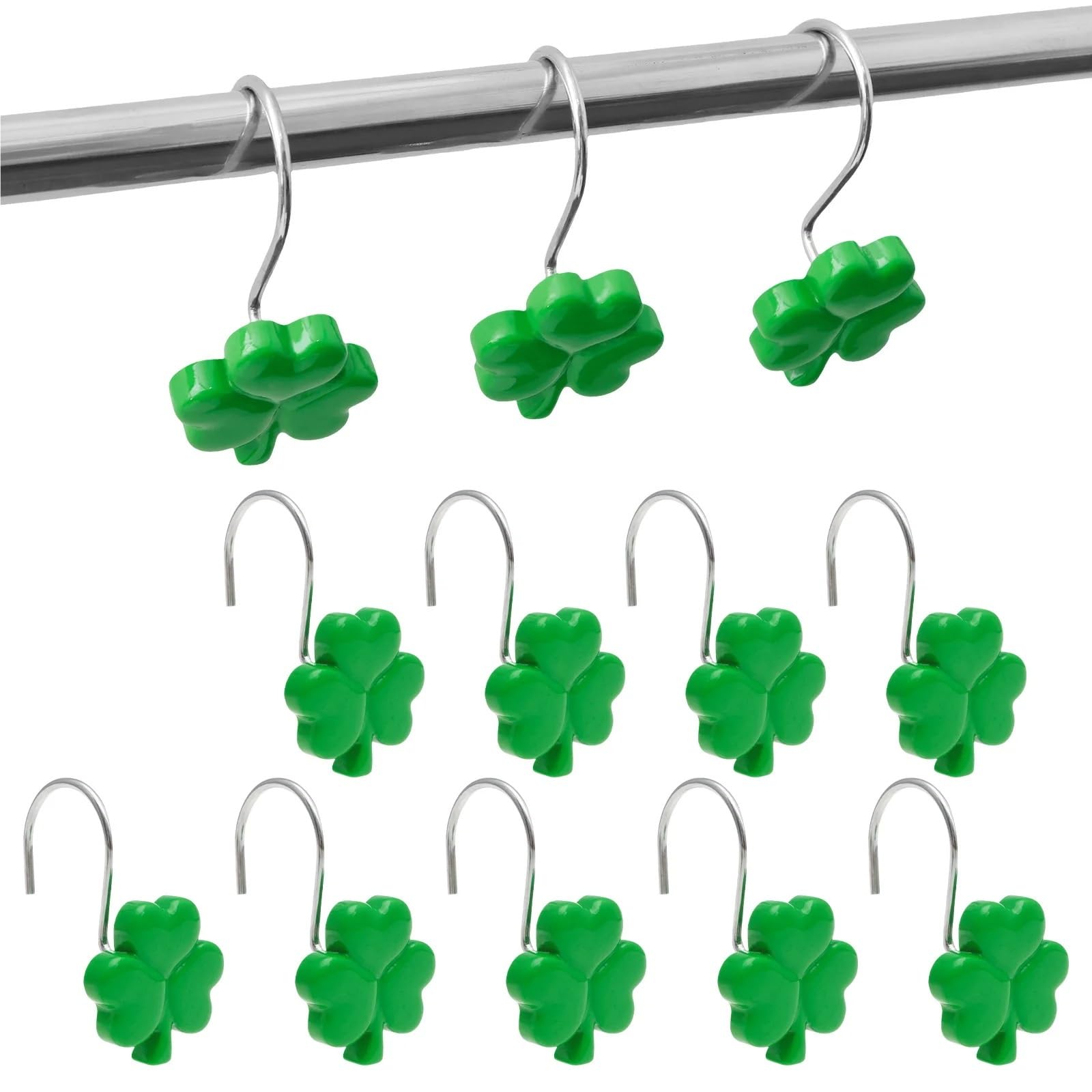 Shower Curtain Rings 12Pcs Shower Curtain Hooks Rings Bow Knots Hook Pretty Decorative Hanger Home Bathroom Accessaries(12pcs Green)