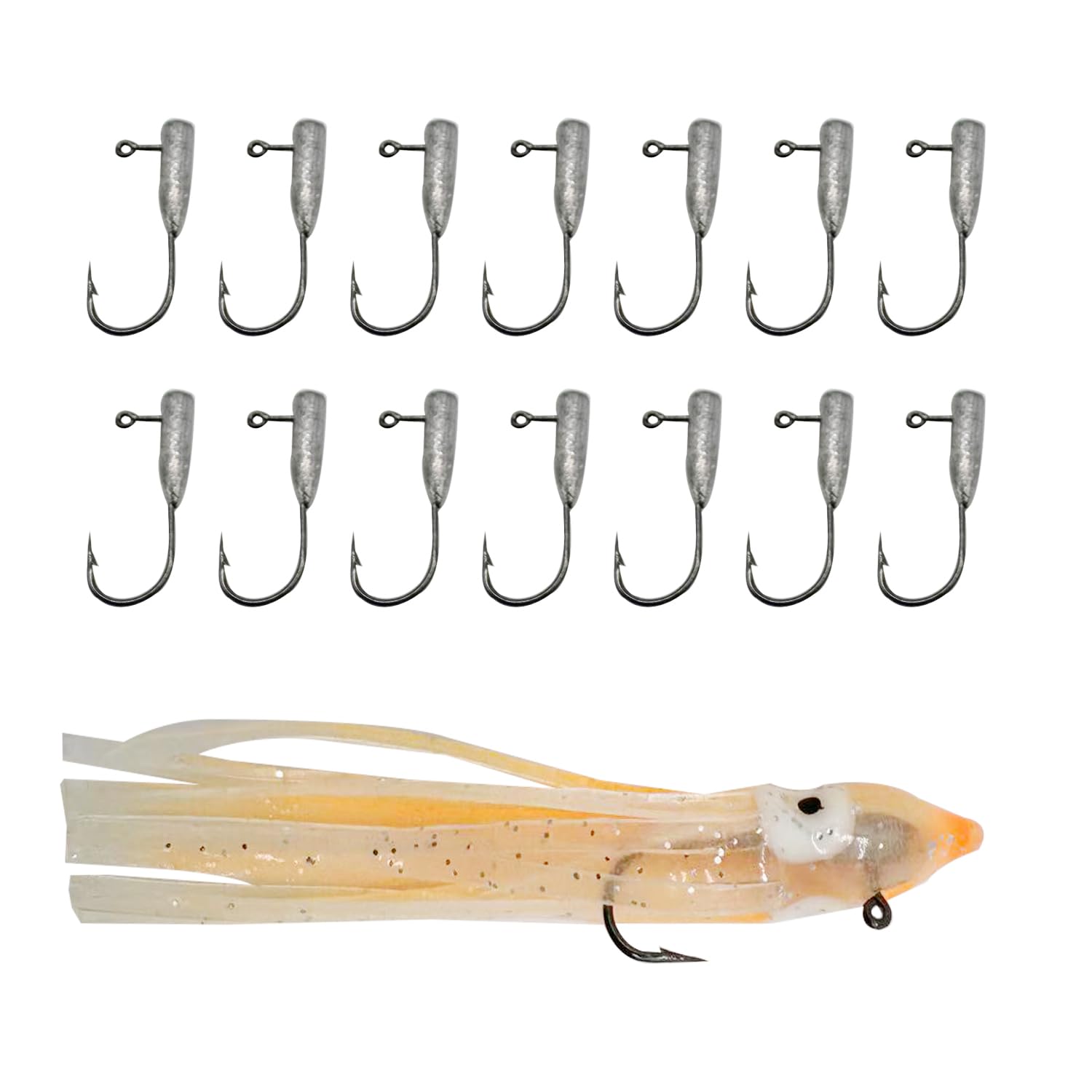 30 Pack Tube Jig Heads for Bass Fishing, Crappie, Panfish, Tube Bait Worm Hooks Swimbait Jig Head Hooks Size: 1/16 oz