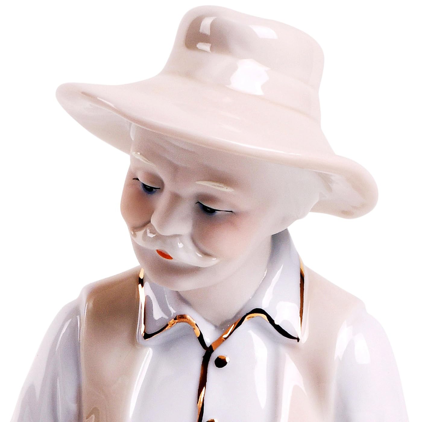 Figuras de porcelana hablando y escuchando en taburete, estatua esculpida, artesanías, artículos de arte, escultura, decoración del hogar (adorno, decoración, regalo)