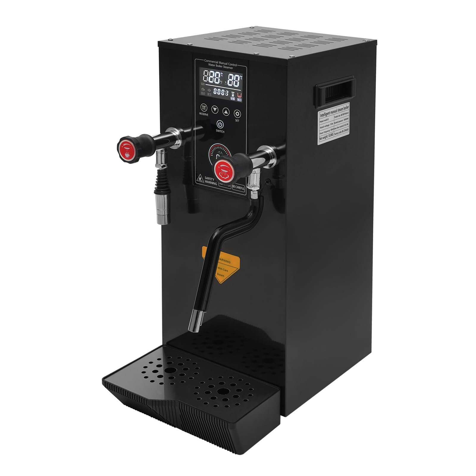 Commercial Hot Water Boiler 12L/3.2gal Hot Water Dispenser Stainless Steel 3000W Fast Heating Electric Kettle for Tea Coffee Restaurant Hotel Office Black