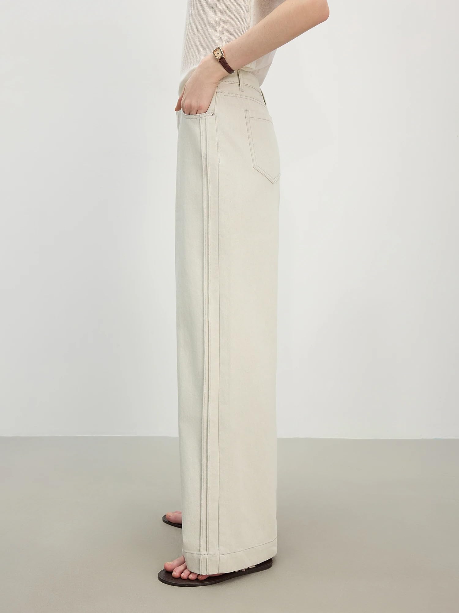 Pantalones Vaqueros para Mujer Blanco Tiro Alto Vintage Verano Rectos Jeans para Mujeres