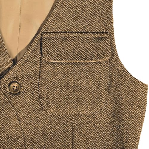 Boys Vest Vintage Tweed Toddler Little Kids Waistcoat with Pocket Sleeveless Slim Fit Casual Vest Outfit4