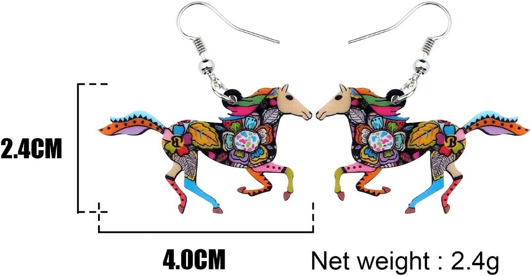 WEVENI Dainty Acrylic Running Horse Earrings Dangle Cute Pony Derby Earrings Jewelry for Women Accessories Gifts - Image 5