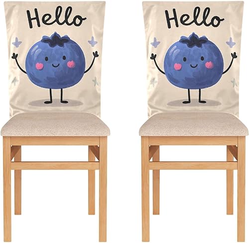 Miniatura 2 de Juego de 6 fundas decorativas para sillas de comedor de Hello Cartoon con diseño de arándanos azules para el hogar, restaurante, banquete, fundas