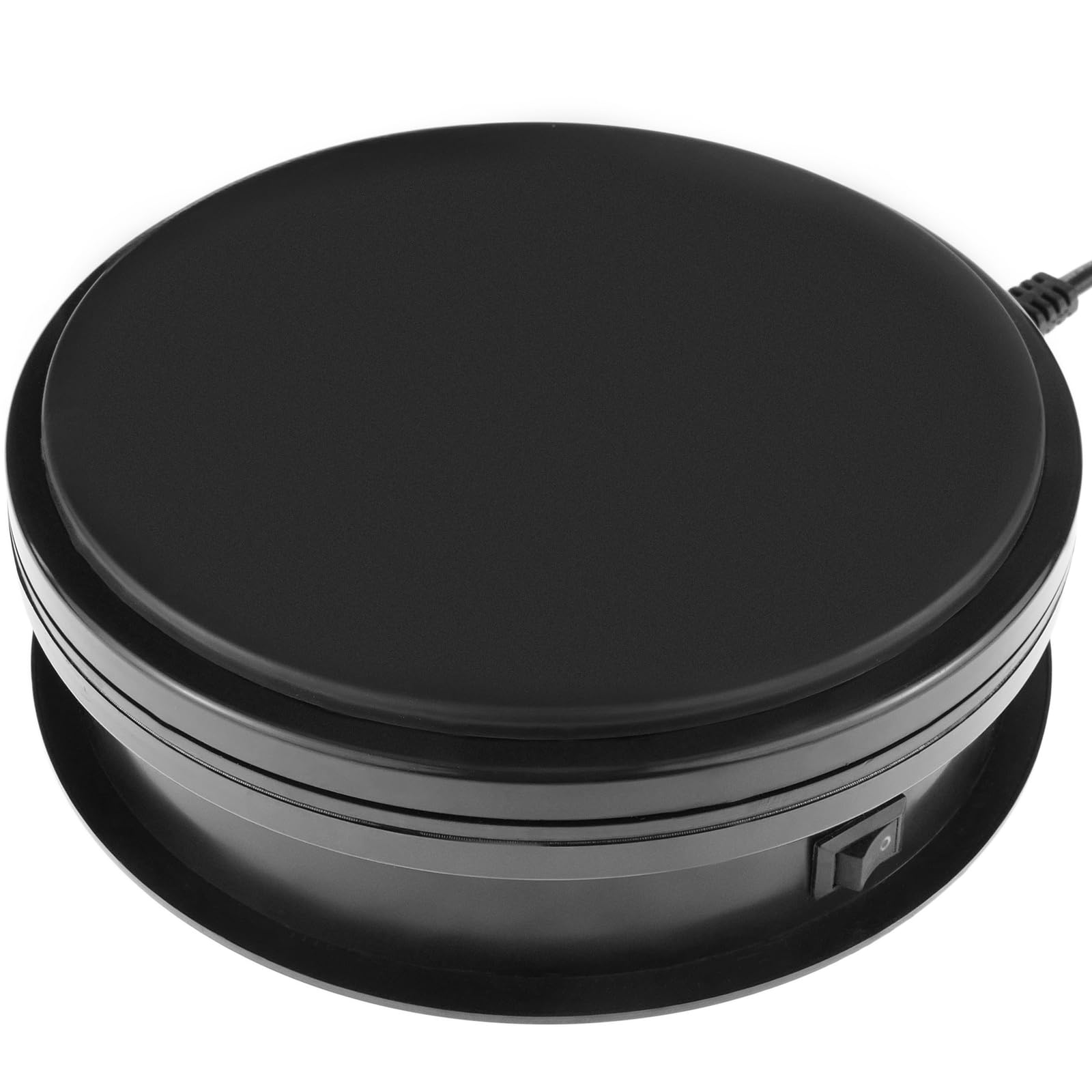 PrimeMatik - Plateau tournant electrique 15cm blanc noire