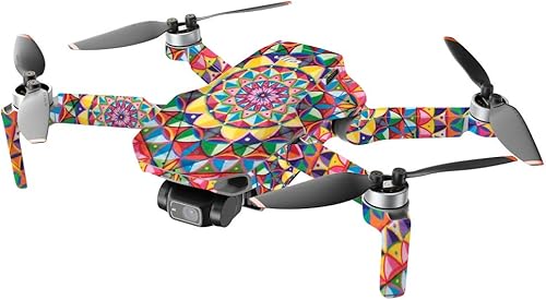 Miniatura 2 de MightySkins - Compatible con DJI Mini 2 Dron portátil  Caleidoscopio arcoíris  Funda protectora de vinilo duradera y única  Fácil de aplicar