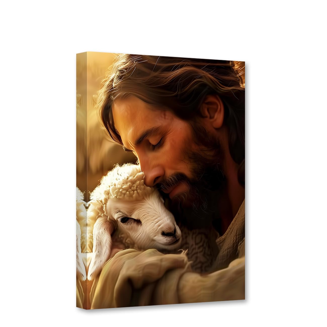 CCWACPP Jesus and Lamb Canvas Wall Art Christian Pictures Print God Poster Religious Paintings Church Living Room Office Corridor Decor Frame (30.00 x 45.00 cms)