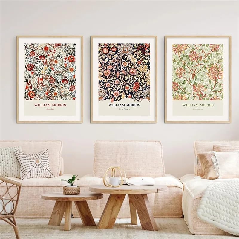 Affiche William Morris exposition d'art lot de 3 toiles déco 30x45cm