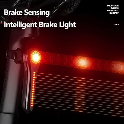Miniatura 8 de Luz trasera inteligente para bicicleta, luz trasera de bicicleta de 120 lúmenes, luces traseras con detección de freno, encendidoapagado automático,