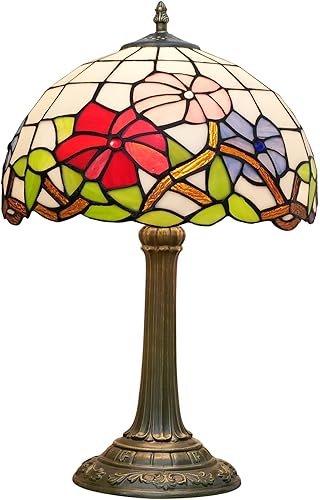 Miniatura 1 de Tiffany - Lámpara de mesa de vidrieras de 12 x 12 x 18 pulgadas, luz de lectura para escritorio, decoración junto al dormitorio, sala de estar,