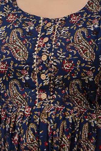 Image of THE Moon Star Women's Cotton Floral Printed Anarkali Maternity Feeding Kurti | Breastfeeding Dress for Mothers | Zipper Feeding Kurti, Nursing Kurti, Comfortable and Trendy Maternity Wear