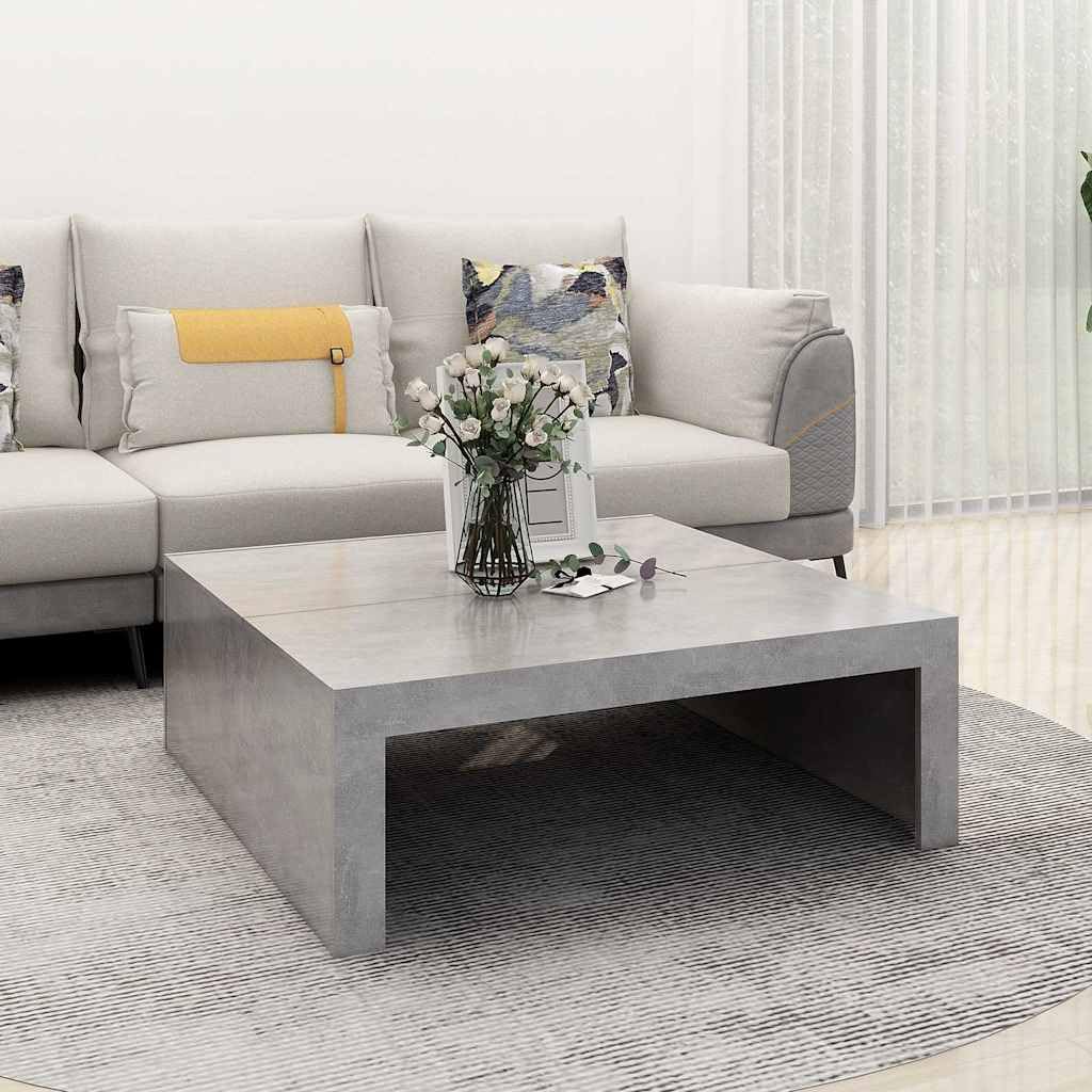 SXZenSpace Coffee Table 100x100x35 cm Concrete Grey Engineered Wood Modern Centre for Living Room Couch Side Tea Occasional Furniture