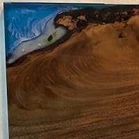 Vista 122 de Mesa de epoxi transparente, mesa de sofá con forma cuadrada, mesa auxiliar de resina de madera, mesa de centro de madera con borde natural para sala