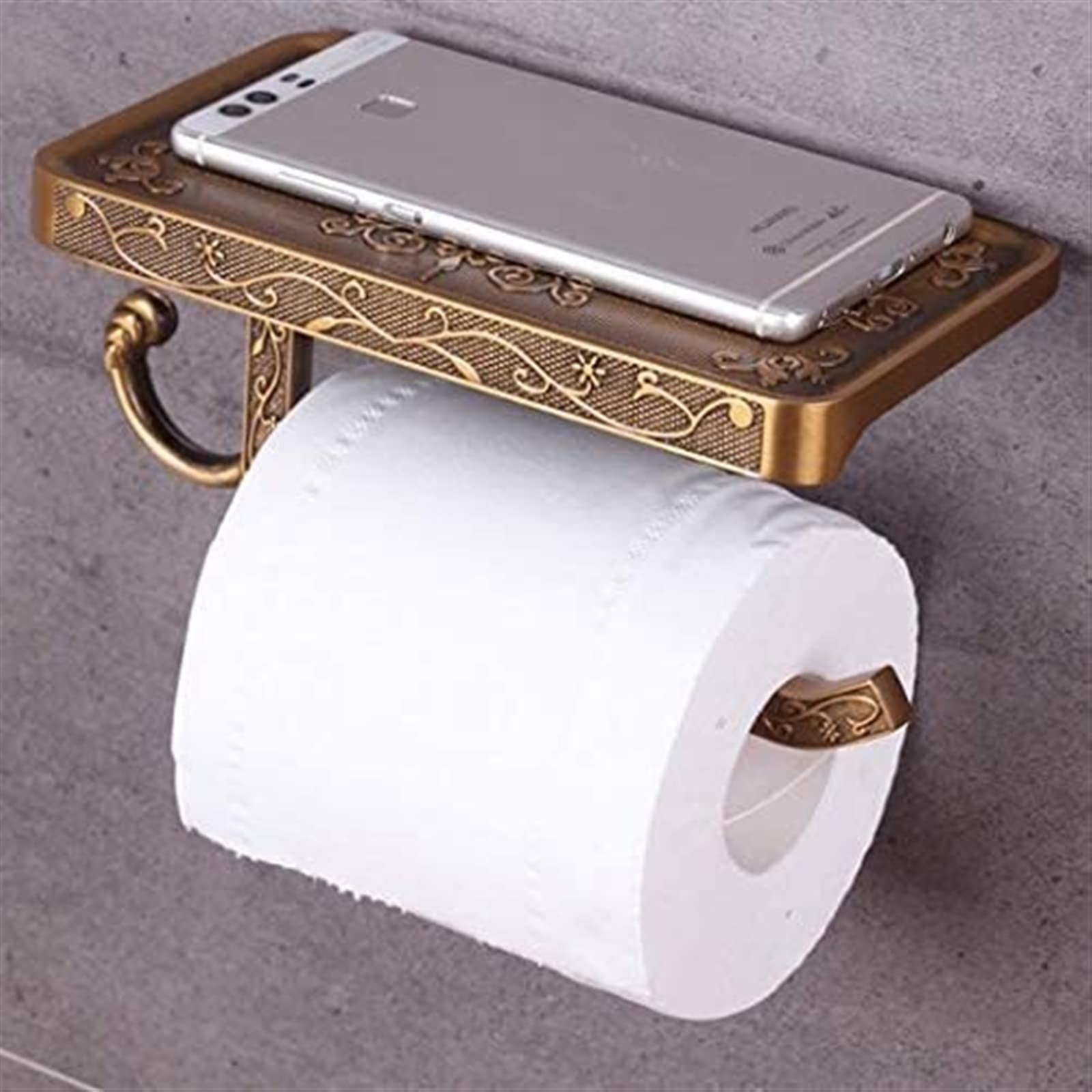 HLTYGWX Portarrollos de Papel higiénico Portarrollos de Papel higiénico con Estante para teléfono Práctico Estante de Papel higiénico para Colgar en la Pared Rollo de baño Estilo de decoración