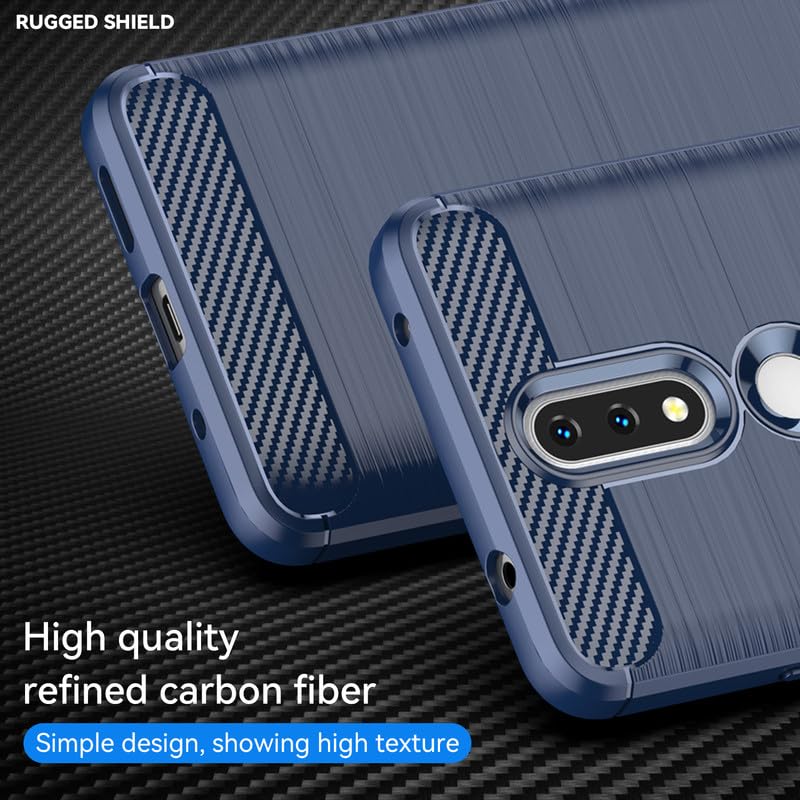 Image of Hybrid Carbon Fiber Back Case for Nokia 2.4 (Blue)