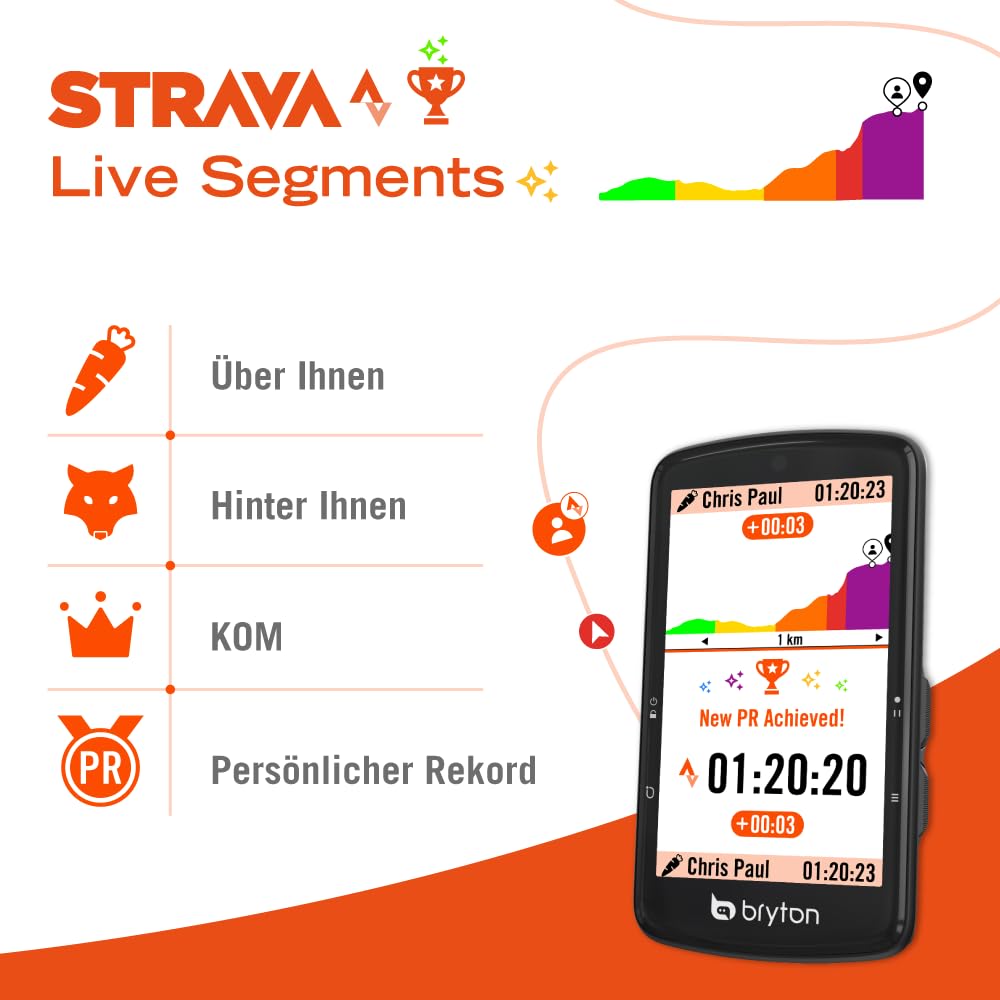 Bryton Rider S810 GPS-Fahrradcomputer mit 3,5" Farb-Touchscreen, 50 Stunden Akkulaufzeit, Offline-Europakarte, Navigation mit Abbiegehinweisen, wasserdicht, ANT+/BLE-Konnektivität
