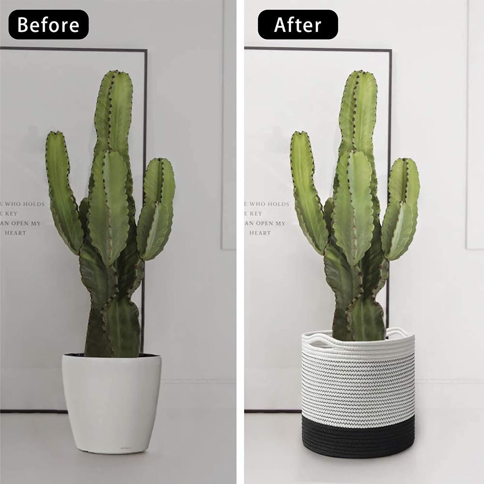 Jute Rope Plant Basket Hand Woven Flower Pot Basket for 6