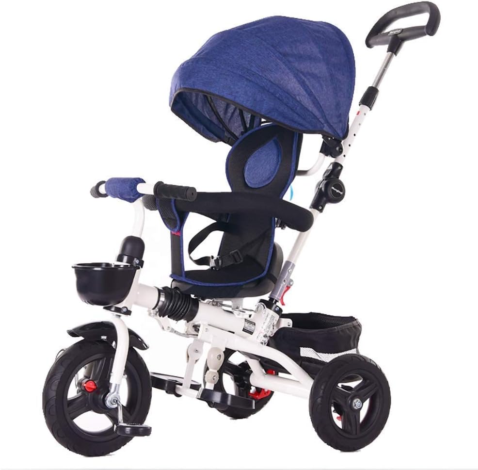 Tricycle Trike, Swivel Seat Children's Multifunctional Tricycle Titanium Empty Wheel, 1-6 Years Old Baby Outdoor Tricycle, 3 Colors, 52 x 39cm (Color: Blue)