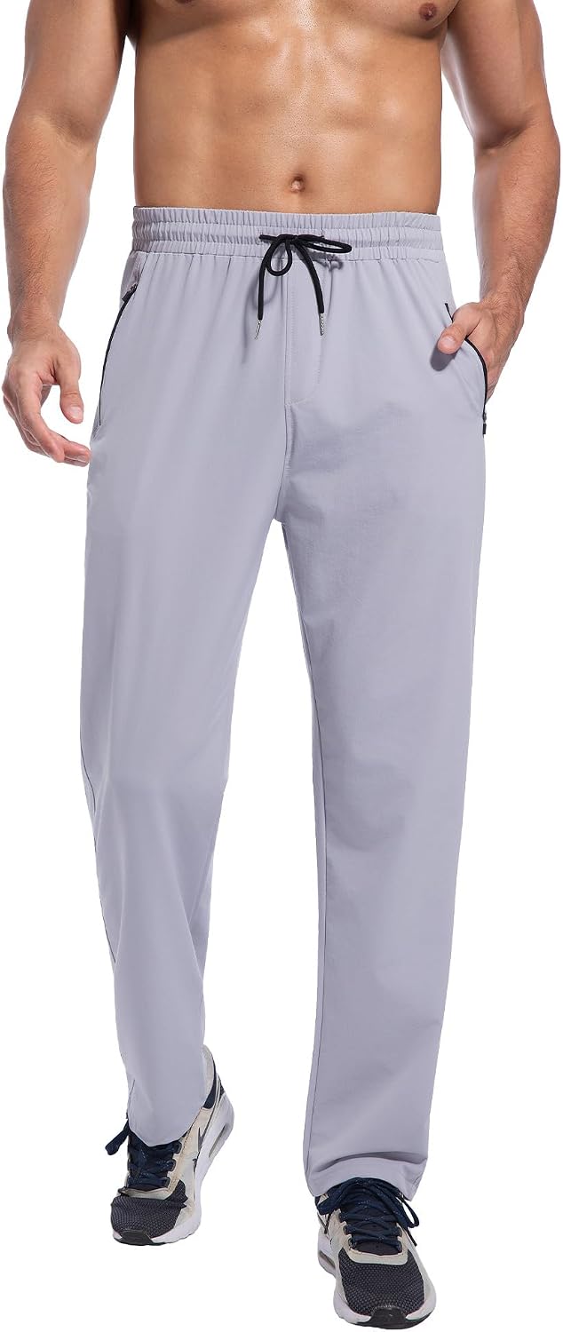 Men's Athletic Running Pants with Zipper Pockets, Suitable for Outdoor, Gym, Running and Training