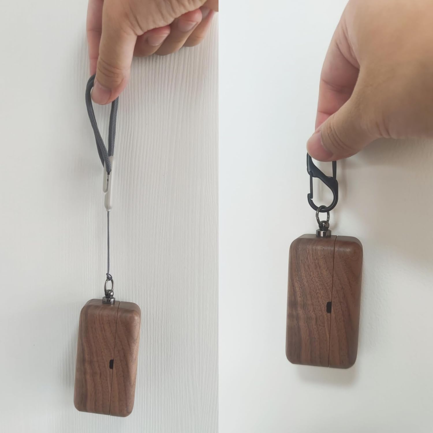 DAYJOY Handmade Nature Wooden Genuine Real Wood Protective Case Cover with Carabiner and Lanyard Compatible with Panasonic Technics EAH-AZ80 Earbuds (Walnut) - Image 7