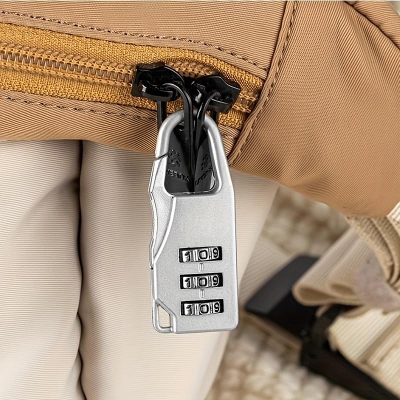 3-Digit Combination Lock for Luggage Zipper, Portable Travel Bag Security Lock, Black