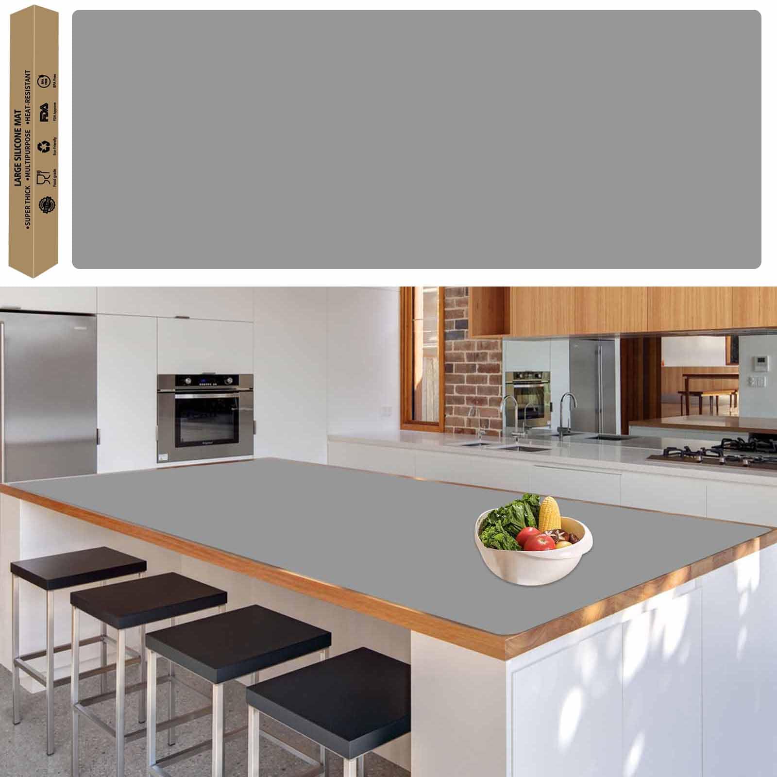 78.7"x23.6" Large Silicone Mat for Kitchen Counter, Heat Resistant Non-Slip Countertop Protector, Waterproof Silicone Craft Mat for Kitchen Island,