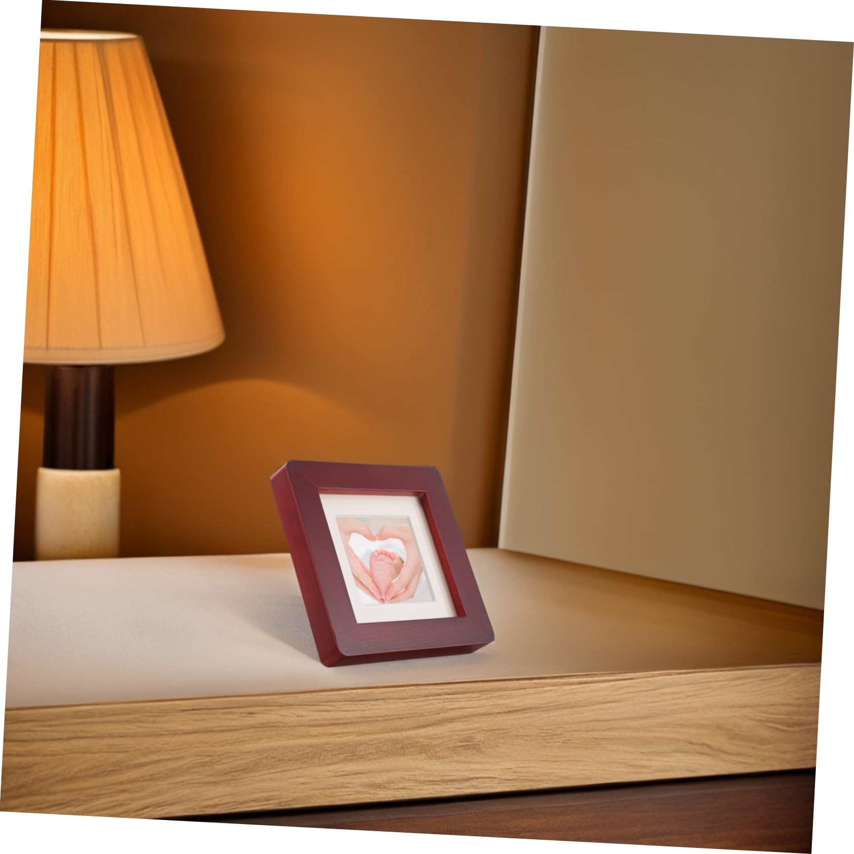 ULTECHNOVO Cadre Photo Carré en Bois Massif Ton Bois Foncé, Design Élégant et Compact Motifs Naturels, Cadre Polyvalent pour Bureau et Chambre à Coucher