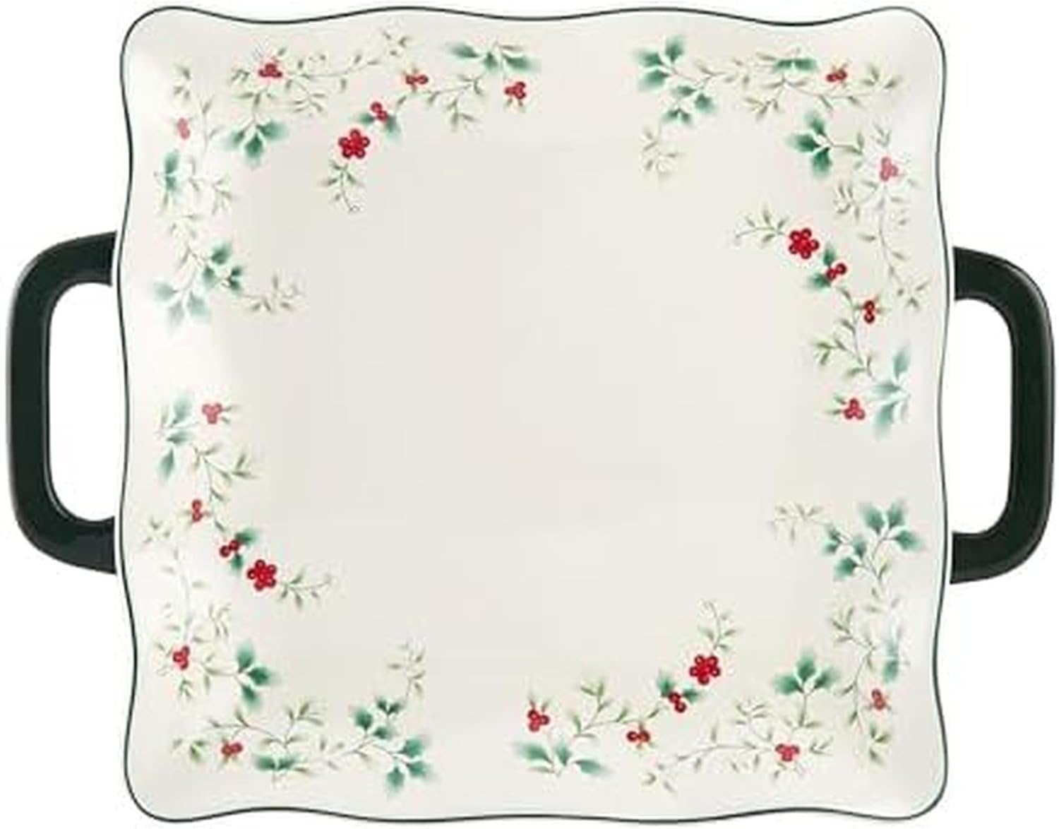Pfaltzgraff Winterberry Square Platter with Handles, Multicolored, 15.25 Inch