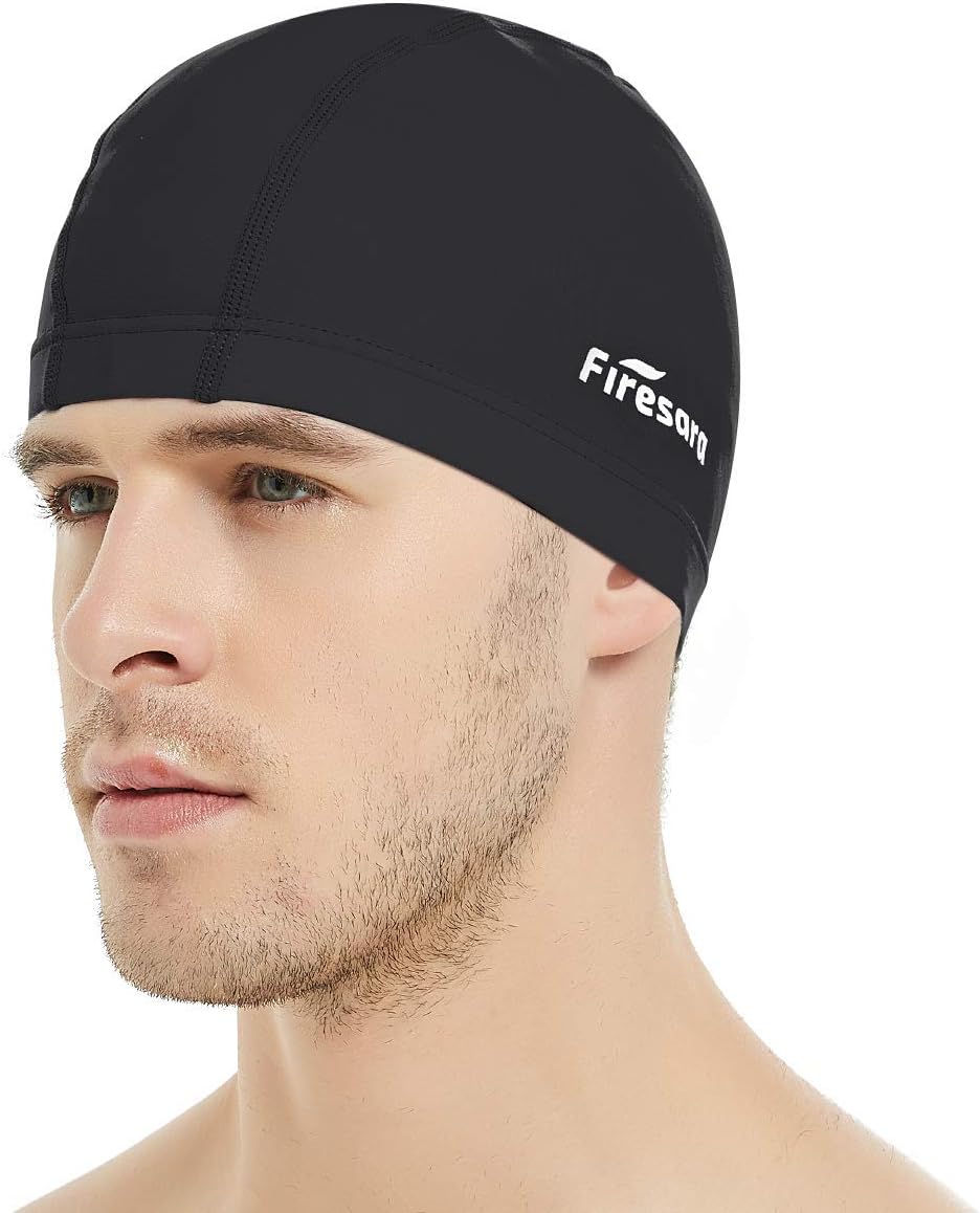 Fabric Swim Cap, High Elasticity Swimming Cap Keeps Hair Clean Breathable Fit Both Long Hair Short Hair, Swim Caps Woman Girls Men Kids One Size Hat