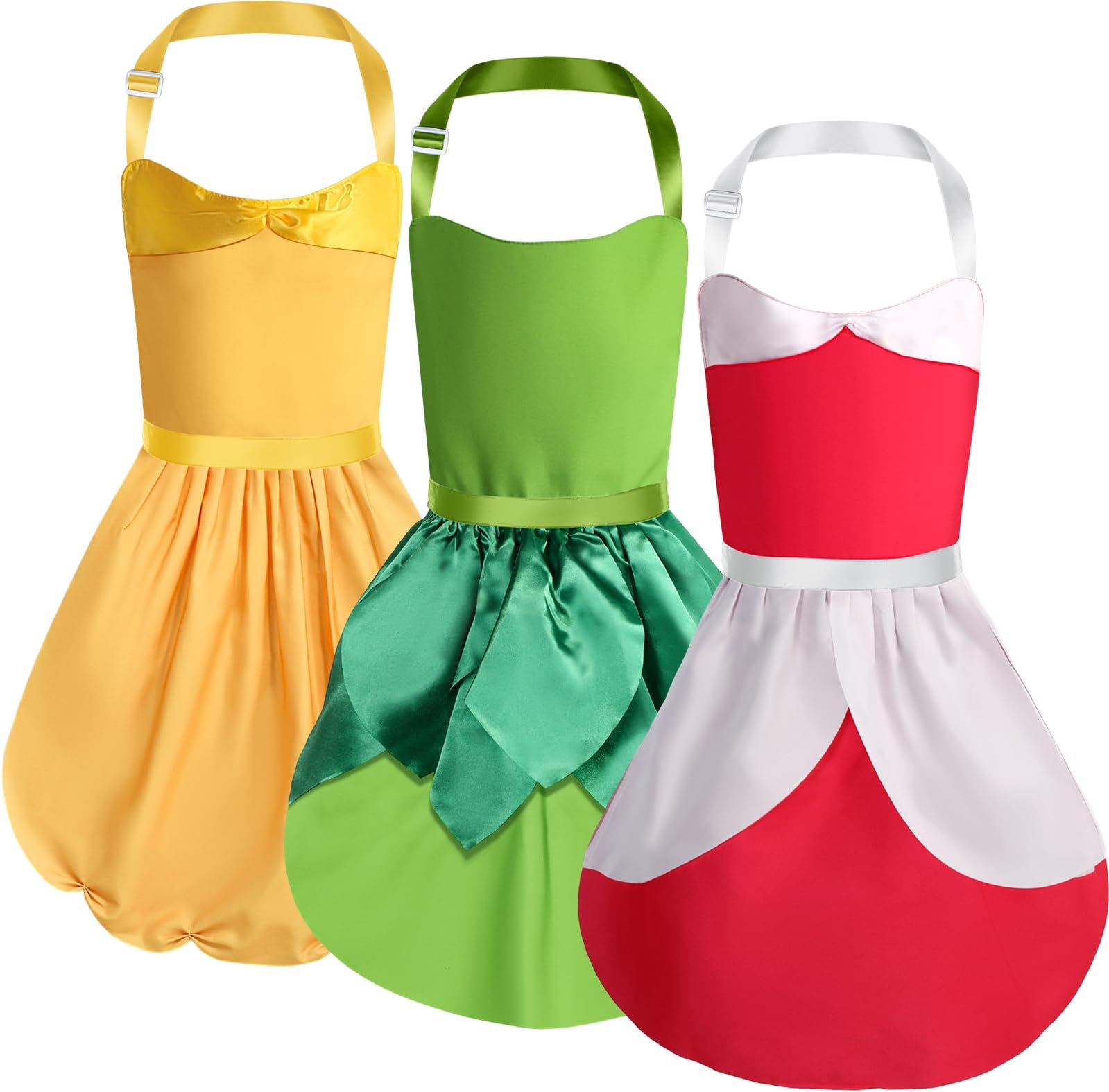 Boyiee 3 Pieces Child Apron for Girls Kid Toddler Aprons Princess Apron Colorful Art Smock for Artist Paint Cook Bake Garden