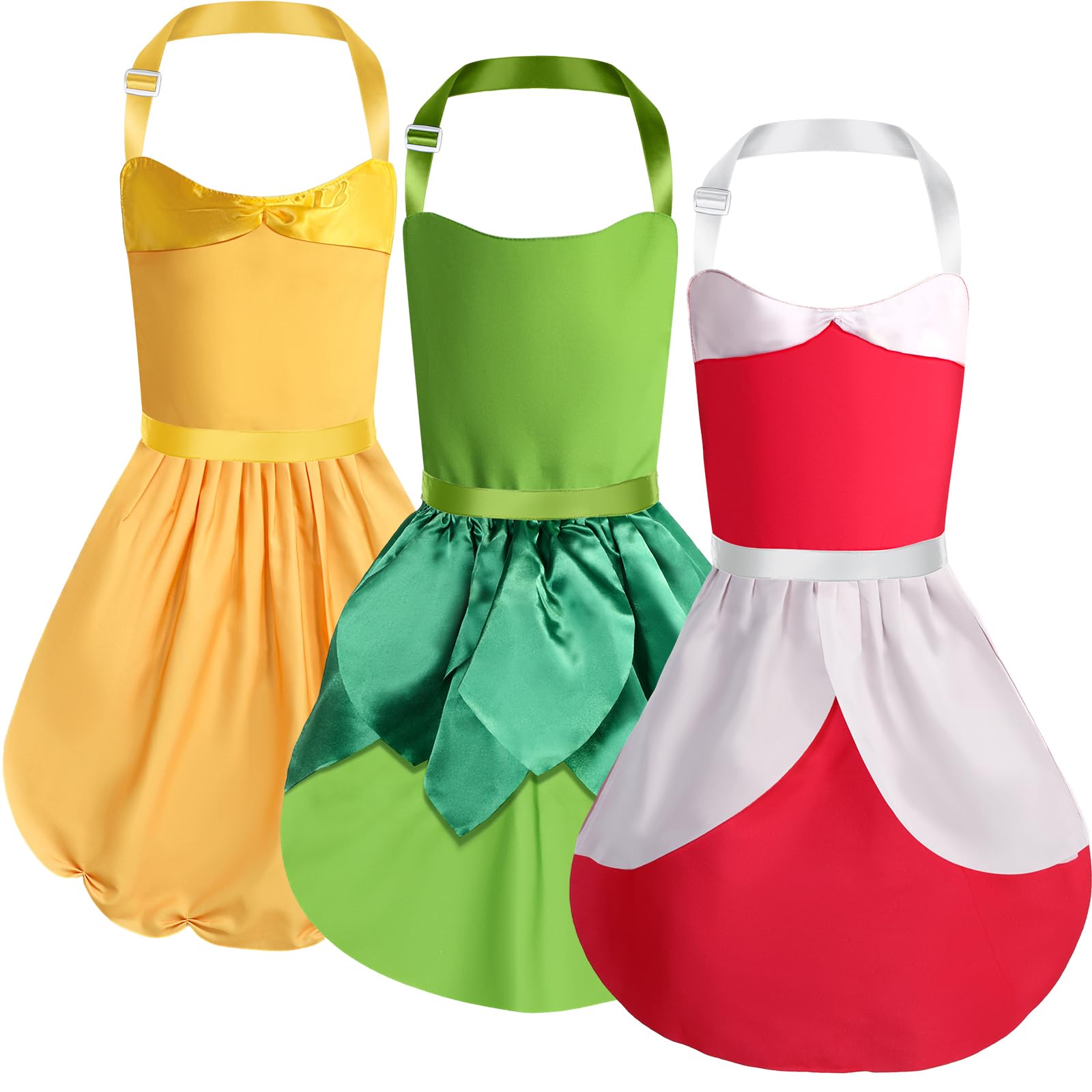Boyiee 3 Pieces Child Apron for Girls Kid Toddler Aprons Princess Apron Colorful Art Smock for Artist Paint Cook Bake Garden